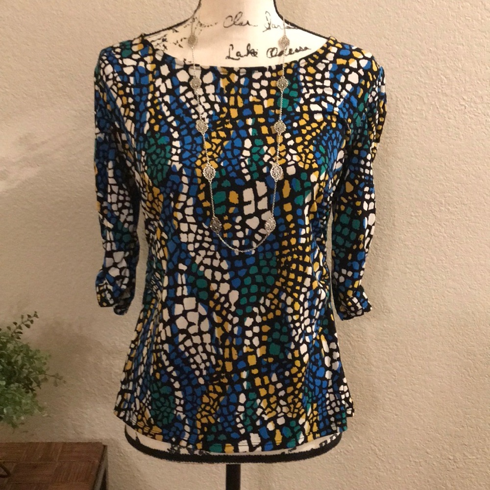 ⬇️ ALFANI Blouse Top Ruched Sleeves & Sides P/S